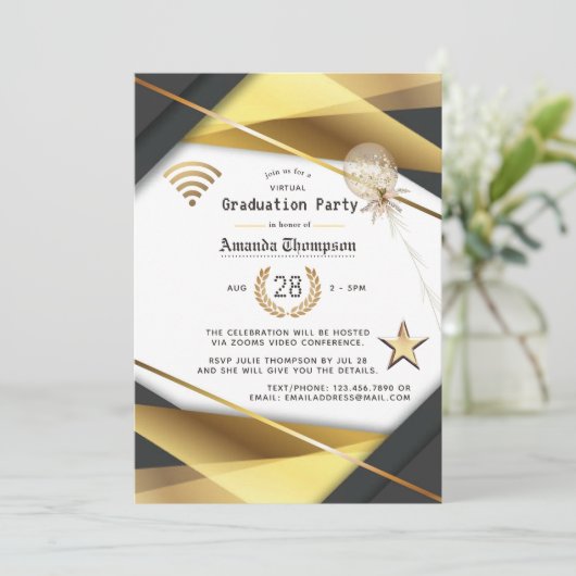 Elegantes Zertifikat für Virtual Graduation Party Einladung (Stehend Vorderseite)