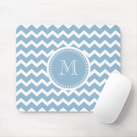 Elegantes Zickzack helles Aqua-Grün-Monogramm Mousepad (Mit Mouse)