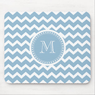 Elegantes Zickzack helles Aqua-Grün-Monogramm Mousepad