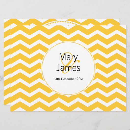 Elegantes Zickzack Hochzeitsgelbes Muster Einladung (Vorne/Hinten)