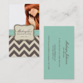Elegantes Zickzack modernes Brown, Grün und Beige Visitenkarte (Vorne/Hinten)