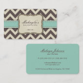 Elegantes Zickzack modernes Brown, Grün und Beige Visitenkarte (Vorne/Hinten)