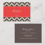 Elegantes Zickzack modernes Brown, Grün und Visitenkarte (Vorne/Hinten)