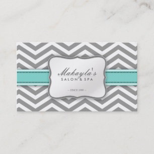 Elegantes Zickzack modernes Grau, Weiß und Blau Visitenkarte