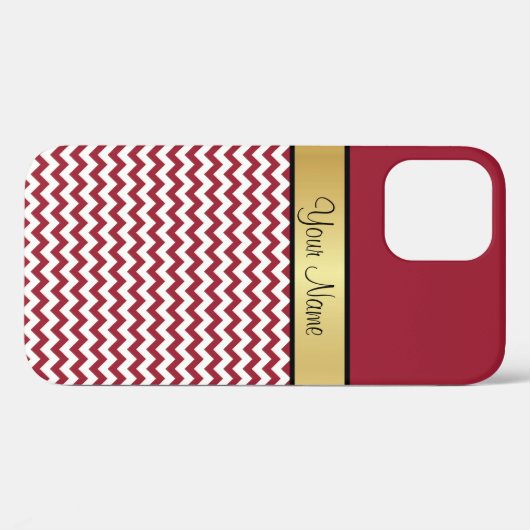 Elegantes, Zickzack Rot-Weiß-Muster, Name Case-Mate iPhone Hülle (Rückseite (Horizontal))