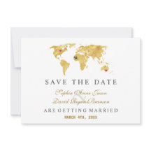 Elegantes Ziel Gold Weltkarte Hochzeit