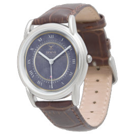 Elegantes Zifferblatt in Navyblau mit römischen Zi Armbanduhr