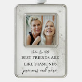 Elegantes Zitat Bestes Foto Gerahmtes Ornament Rahmen-Ornament Silber (Vorderseite)