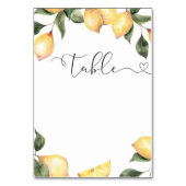 Elegantes Zitronen-Brautparty Tischnummer (Rückseite)