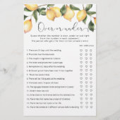 Elegantes Zitronenspiel über oder unter Brautparty (Vorderseite)