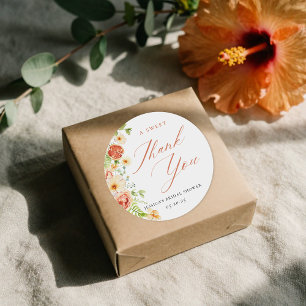 Elegantes Zitrus-Blumen-Hochzeitsdusche-Geschenk Runder Aufkleber