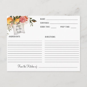 Elegantes Zitrus Botanisches Brautparty Rezept Postkarte