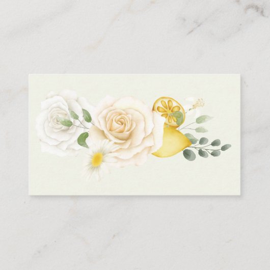 Elegantes Zitrus Zitrusfrüchte Blumenrezipe Brautp Begleitkarte (Rückseite)