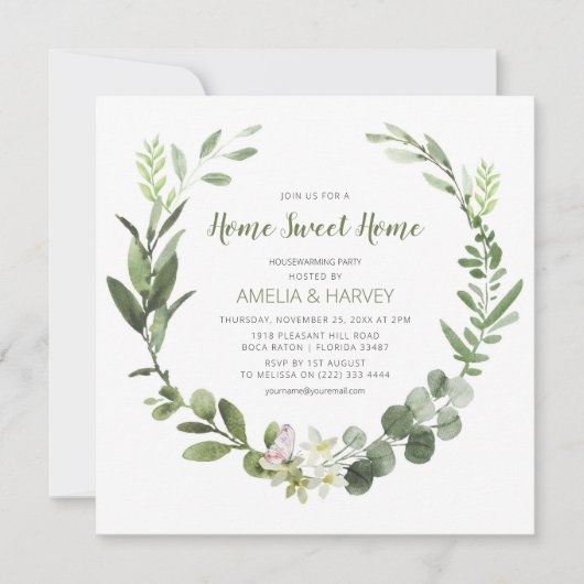 Elegantes Zuhause Sweet Zuhause Housewarming Party Einladung (Vorderseite)