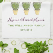 Elegantes Zuhause Sweet Zuhause-Monogramm | Lavend Geschirrtuch (Gefaltet)