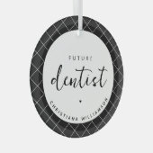 Elegantes Zukunftsdomen-Karo-Muster Personalisiert Ornament Aus Glas (Vorderseite Rechts)