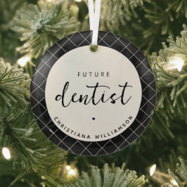 Elegantes Zukunftsdomen-Karo-Muster Personalisiert Ornament Aus Glas