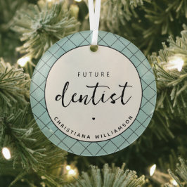 Elegantes Zukunftsdomen-Karo-Muster Personalisiert Ornament Aus Glas