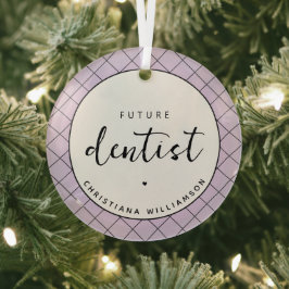 Elegantes Zukunftsdomen-Karo-Muster Personalisiert Ornament Aus Glas