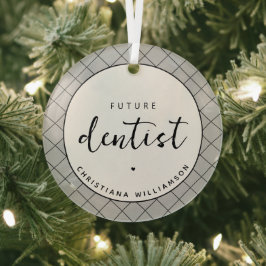 Elegantes Zukunftsdomen-Karo-Muster Personalisiert Ornament Aus Glas