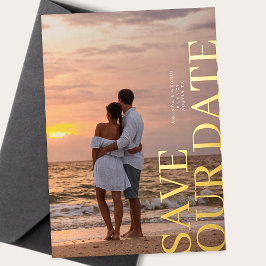 Elegantes Zwei-Foto-HochzeitsGOLD Save the Date Folieneinladung