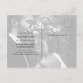 Elegantes Zwei-Foto Save the Date Ankündigungspostkarte (Rückseite)
