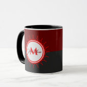 Elegantes zweifarbiges Monogramm in dunkelrot und Tasse (Vorderseite Links)