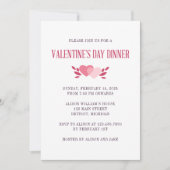 Elegantes zweirosa Herz - Party zum Abendessen Einladung (Vorderseite)