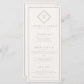 Elegantes zweiseitiges Beige Minimalistisches Hoch Menükarte (Vorne/Hinten)