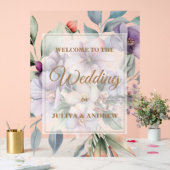 Elegantes zweiseitiges Foto Hochzeitsempfang Acrylschild (Hochzeit)