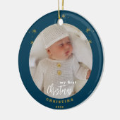 Elegantes zweiseitiges Foto von My First Christmas Keramik Ornament (Links)
