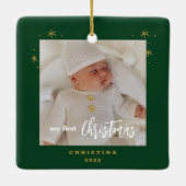 Elegantes zweiseitiges Foto von My First Christmas Keramikornament (Rückseite)
