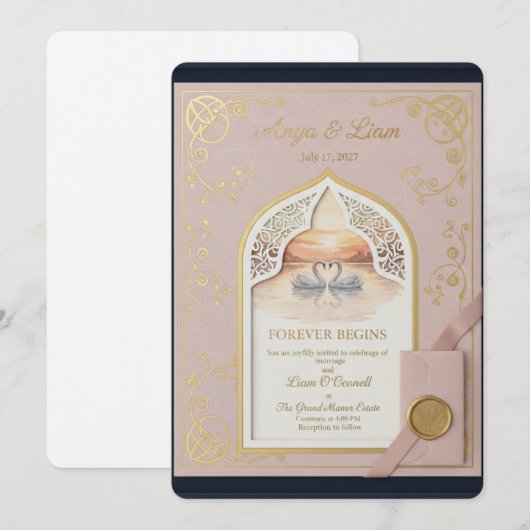 ElegantGoldWeddingInvitation Programm (Vorne/Hinten)