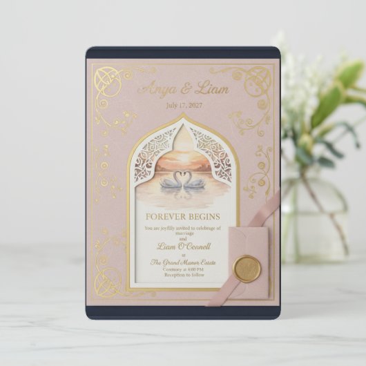 ElegantGoldWeddingInvitation Programm (Stehend Vorderseite)