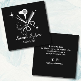 Eleganthaar Stylist Scheren Schwarz Minimal Custom Quadratische Visitenkarte