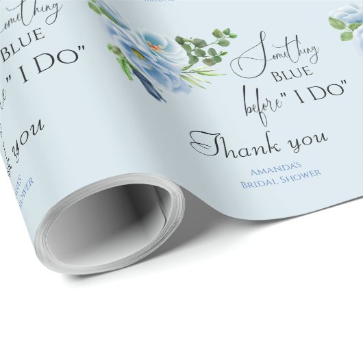 Eleganthing Blue Floral Brautparty Gift Geschenkpapier (Rolleneckpunkt)