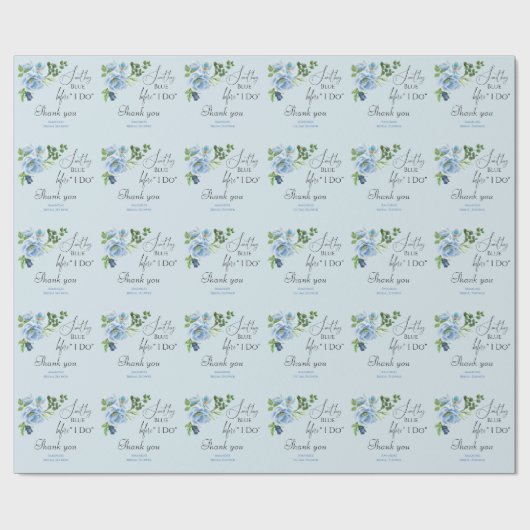 Eleganthing Blue Floral Brautparty Gift Geschenkpapier (Flach)