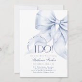 Eleganties Blue Bow Brautparty Einladung (Vorderseite)