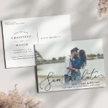 Elegantly Penned | FOTO SAVE THE DATE Ankündigungspostkarte<br><div class="desc">Eine moderne, Save the Date Postkarte, die für Ihr beliebtes, horizontal oder landschaftsorientiertes Vollblutkarton-Foto konzipiert ist. "Save the Date" erscheint am Ende Ihres Fotos in dunkelbraunen handgeschriebenen Schriftzeichen mit Namen, Hochzeitstermin und Hochzeitsort unten. Ideal für hellere Fotos. Reverse Side enthüllt zusätzliche Save the Date Details, wie z.B. die Hochzeitswebsite, Ihre...</div>