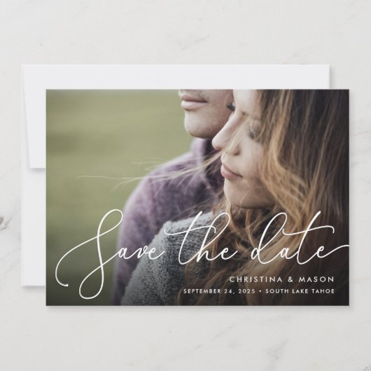 Elegantly Penned | Vollständiges Foto Save The Date (Vorderseite)