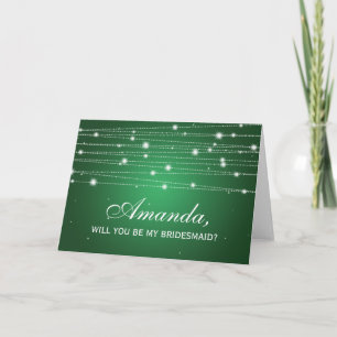 Eleganto be My Bridesmaid Sparklings Emerald Einladung