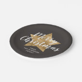 Eleganto Brown Gold Star Weihnachten Pappteller (Schrägansicht)