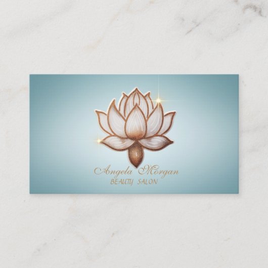 Eleganto Brown Lotus Blume Blue Visitenkarte (Vorderseite)