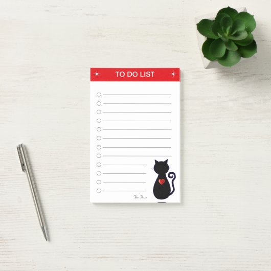 Eleganto do List & Black Cat Silhouette Post-it Klebezettel (Büro)