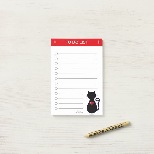 Eleganto do List & Black Cat Silhouette Post-it Klebezettel (Auf Schreibtisch)