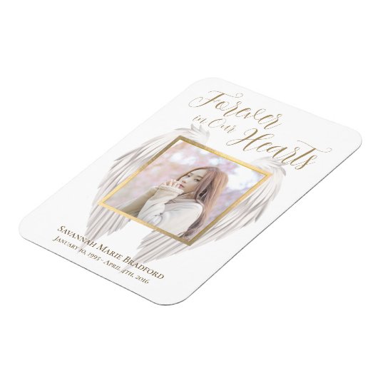Eleganto Forever in Our Hearts Angel Wings Foto Magnet (Linke Seite)