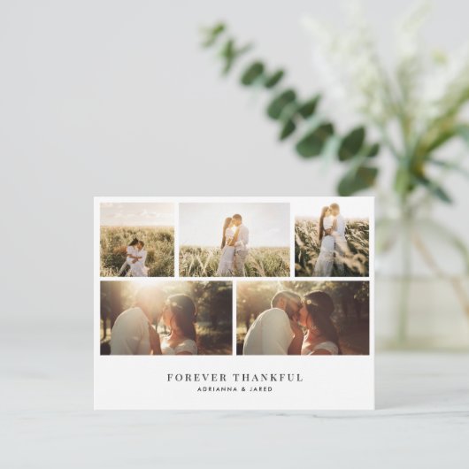 Eleganto Forever Thankful Simple Wedding Foto Postkarte (Stehend Vorderseite)