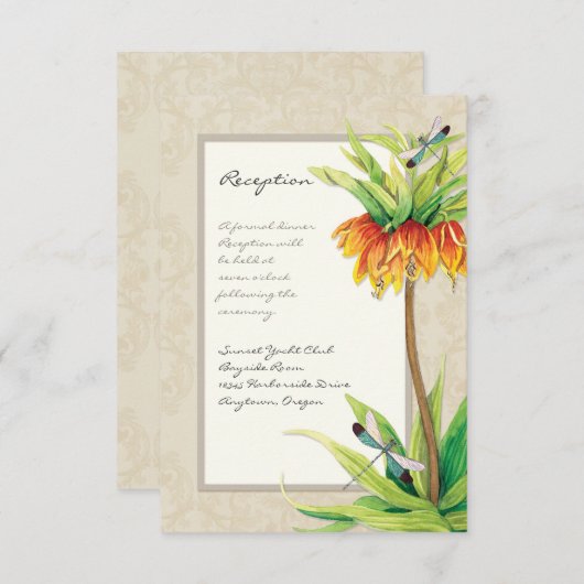 Eleganto Fritillaria n Dragonfly Empfang Einladung (Vorne/Hinten)