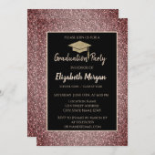 Eleganto Modern Gold Tiara Red Glitzer Grad Cap Einladung (Vorne/Hinten)