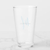 Eleganto Modern Sky Blue Script Monogram Glas (Rückseite)